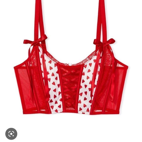 Victorias Secret Dream Angels Satin & lace Corset Bra & V String Panty Set - Picture 3 of 7